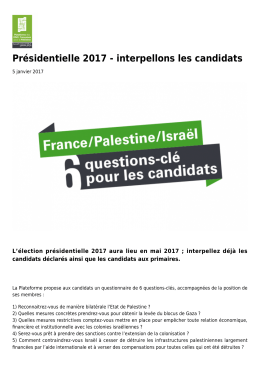 Pr&eacute;sidentielle 2017 - interpellons les candidats