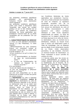 Colissimo France avec distribution contre signature Page 1