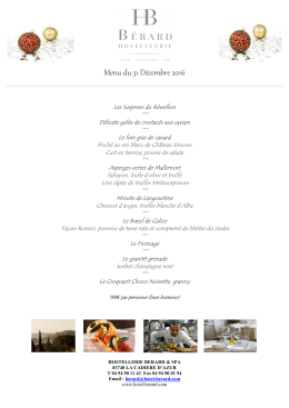 Menu du r&eacute;veillon de la saint Sylvestre au restaurant gastronomique