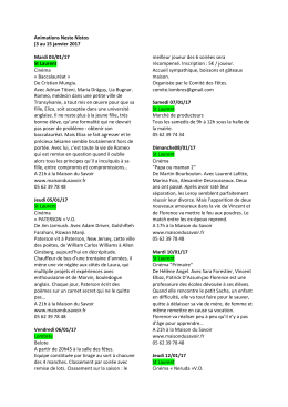 Animations Neste Nistos (3 au 15 janvier 2017 Mardi 03/01/17 St