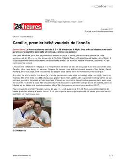 Camille, premier bébé vaudois de l`année - Hôpital Riviera