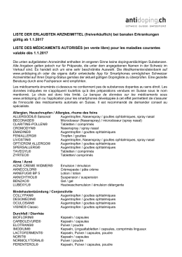 Liste des m&eacute;dicaments autoris&eacute;s