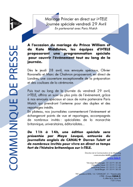 Communiqué de Presse Mariage princier