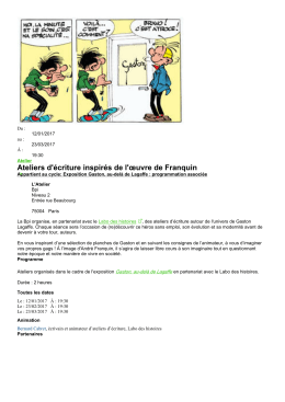 Ateliers d`écriture inspirés de l`œuvre de Franquin