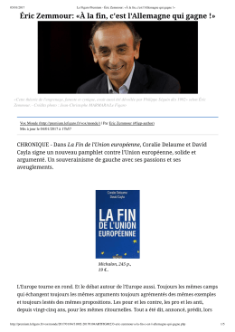 Éric Zemmour: «À la fin, c`est l`Allemagne qui gagne - ac