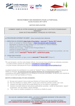 Portugal - Recrutement des personnels Résidents AEFE