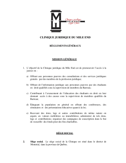 R&egrave;glements g&eacute;n&eacute;raux - Clinique juridique du Mile End Clinique