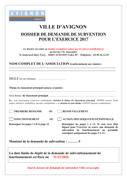 Dossier de demande de subvention pour 2017