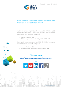 www.ecagroup.com Bilan annuel du contrat de liquidité contracté