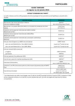 GUIDE TARIFAIRE - Cr&eacute;dit Agricole de Lorraine