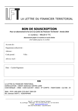 LA LETTRE DU FINANCIER TERRITORIAL