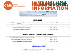 Calendrier CAP 1er semestre 2017