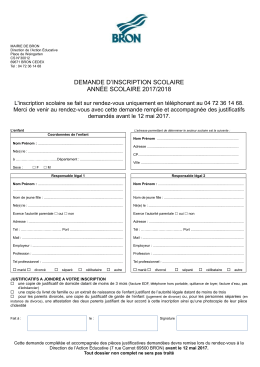 demande d`inscription scolaire année scolaire 2017