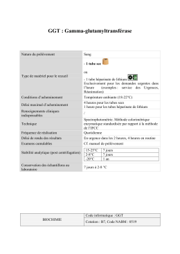GGT : Gamma-glutamyltransférase