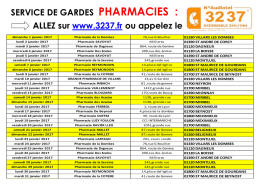 Télécharger le planning des gardes : cliquer ici