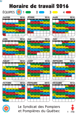 Horaire de travail 2016 - Syndicat des pompiers et pompières du