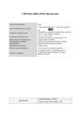 CRYOGLOBULINES (Recherche)