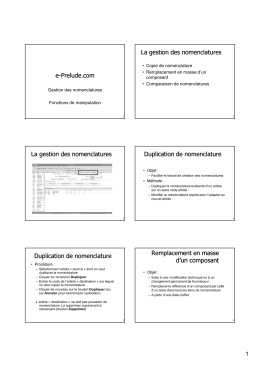 e-Prelude.com Prelude.com La gestion des nomenclatures La