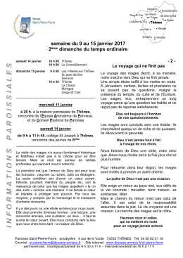 Info pour les 12 communaut&eacute;s du 9 au 15