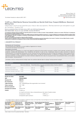 14.40% pa Multi Barrier Reverse Convertible sur Barrick