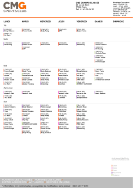 PLANNING DES ACTIVITÉS // HORAIRES DES CLUBS // ESPACE