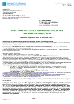 Attestation d`assurance responsabilité décennale des entreprises du