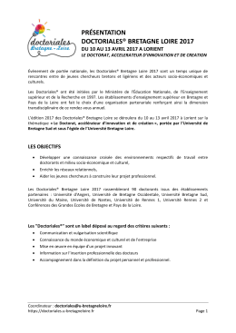 pr&eacute;sentation doctoriales&reg; bretagne loire 2017