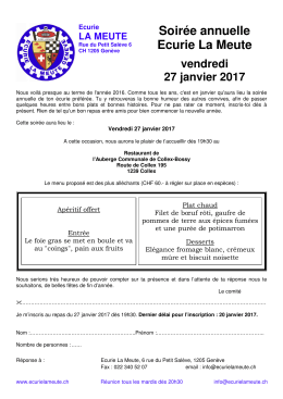 Soirée annuelle Ecurie La Meute vendredi 27 janvier 2017