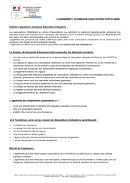 Note d`information Demande d`Agr&eacute;ment JEP - djscs guyane