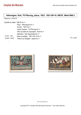 Allemagne, Kiel, 70 Pfennig, place, 1921, 1921-09