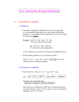 Les réactions de précipitation