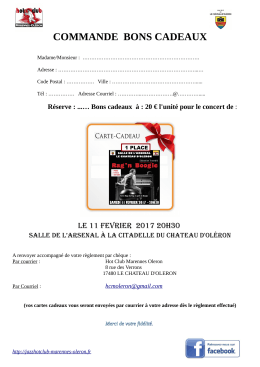 commande bons cadeaux - Hot Club Marennes