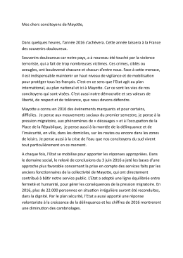 Mes chers concitoyens de Mayotte, Dans quelques heures, l`ann&eacute;e
