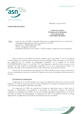 05/01/2017 Lettre de suite d`inspection Radiographie industrielle