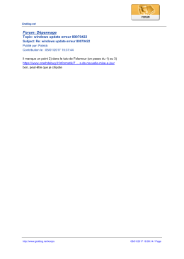 Forum: D&eacute;pannage
