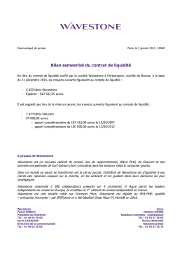 Bilan semestriel du contrat de liquidité