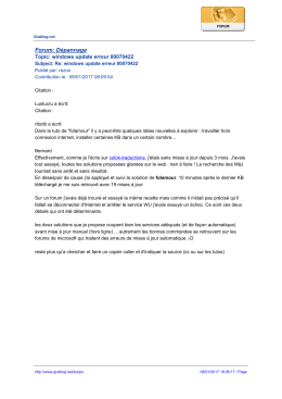 Forum: D&eacute;pannage