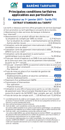 Télécharger les tarifs - Crédit agricole Centre-est