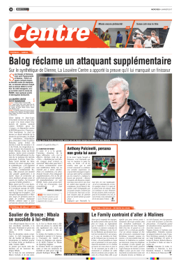 Balog r&eacute;clame un attaquant suppl&eacute;mentaire