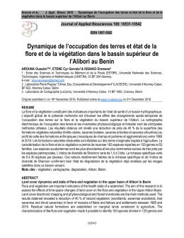 Dynamique de l`occupation des terres et &eacute;tat de la flore et de la