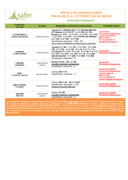 Appel &agrave; projets SAFER Ille-et-Vilaine - parution 2017-01