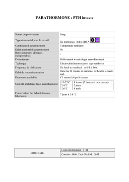 PARATHORMONE : PTH intacte