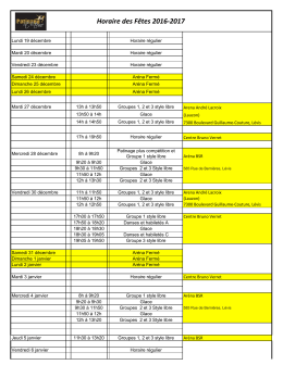 Horaire des Fêtes 2016-2017 - CPA St