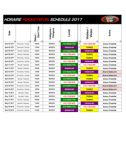 HORAIRE HOCKEY4FUN SCHEDULE 2017