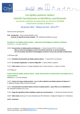 Les lipides polaires laitiers Intérêts fonctionnels et