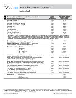 Frais et droits payables - R&eacute;gie des alcools, des courses et des jeux