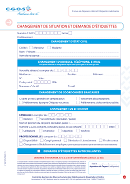 changement de situation et demande d`&eacute;tiquettes