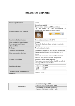POTASSIUM URINAIRE