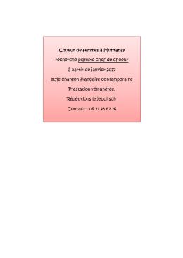 Choeur de femmes &agrave; Montanay recherche pianiste chef de choeur &agrave;