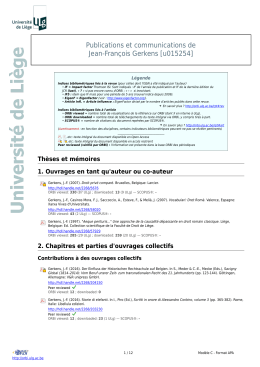 Publications et communications de Jean-Fran&ccedil;ois Gerkens